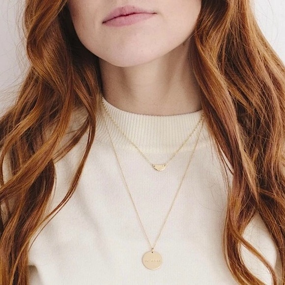 "Courage" Self-Love Mantra Boho/Indie Gold/Silver Minimal Circle Disc Necklace - Picture 2 of 12